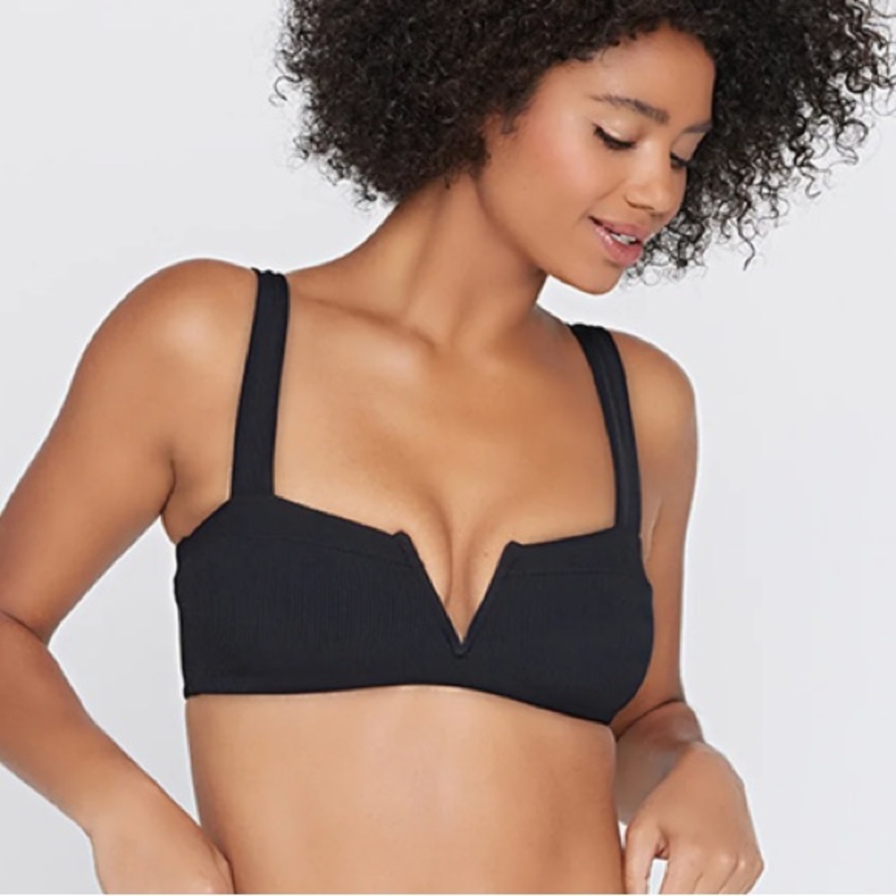 NWOT l*space Black Ribbed Lee Lee Bikini Top